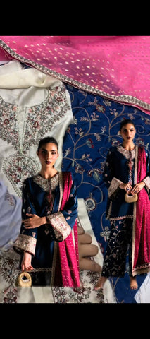 3-Piece | Premium Silk | Embroidered Shirt | Matching Trouser | Banarsi Dupatta