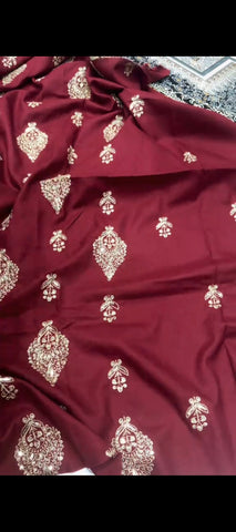 Shiny stone Shawl , 3-Piece Winter Embroidered Suit ✨