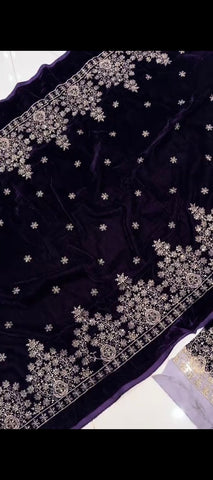 💜 Midnight Purple Luxury – Exquisite Golden Embroidered Velvet Winter Suit ✨