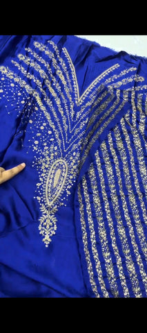 ✨ Royal Blue Luxe — 2 Pc Silk Embroidered Suit ✨