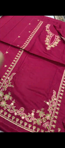 🌺 Blush Bloom – Embroidered 3PC Winter Suit with 4-Tone Pashmina Shawl