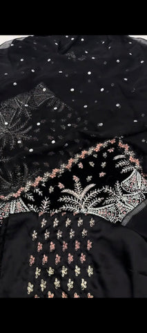 🖤 Midnight Elegance – Luxury Black Velvet Embroidered Suit