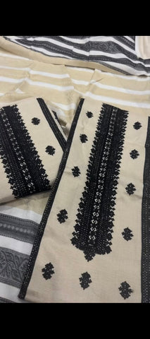3-Piece Skin & Black Shamlira  Wool Suit