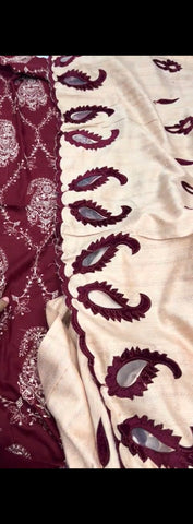 🌙 3PC Maroon Embroidered Suit