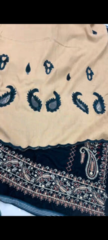 ✨ Peach & Navy Velvet Shirt With Shawl