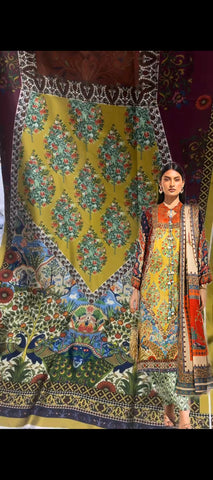 🦚✨ Elegant 2-Piece Silk Peacock Print Suit