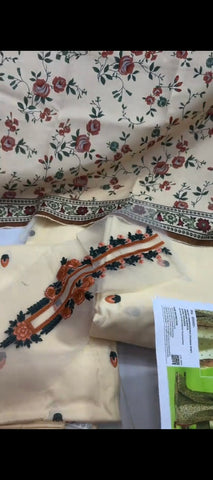 🌸 3PC DHANAK FABRIC EMBROIDERED SUIT