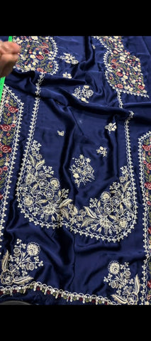 💙 Royal Blue Charm – Luxury Embroidered 2PC Silk Suit