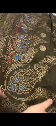 ✨ Royal Olive Green Jacquard Dhanak Suit – Elegant Winter Collection